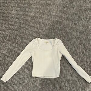 Madewell ribbed cropped white Long Sleeve Top